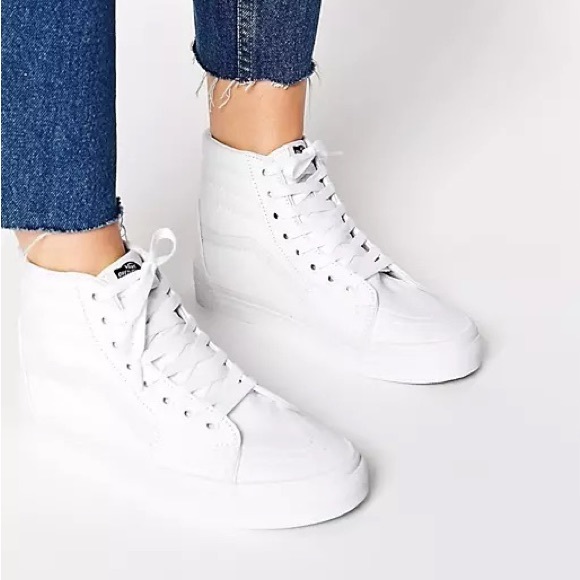Vans Womens Sk8 Hi Canvas True White - Picture 2 of 7
